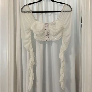 White sheer long sleeve top
